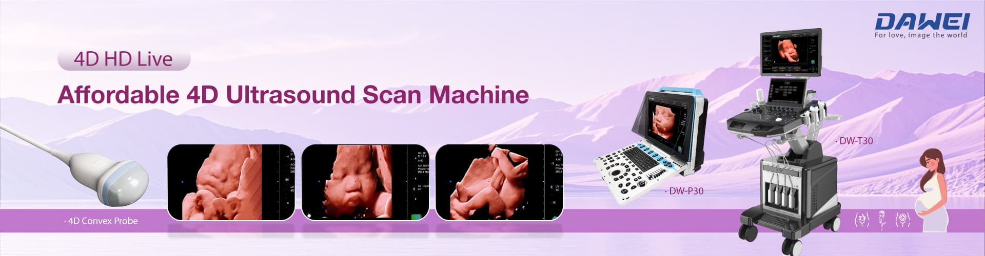 Máquinas de varredura de ultrassom 4D da Dawei Medical